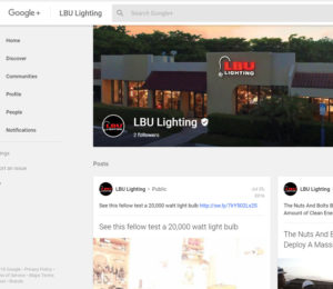 LBU Lighting Google Plus Business Pages
