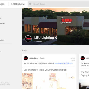 LBU Lighting Google Plus Business Pages